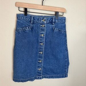 Eddie Bauer Button Front Denim Skirt Size 10 Petite